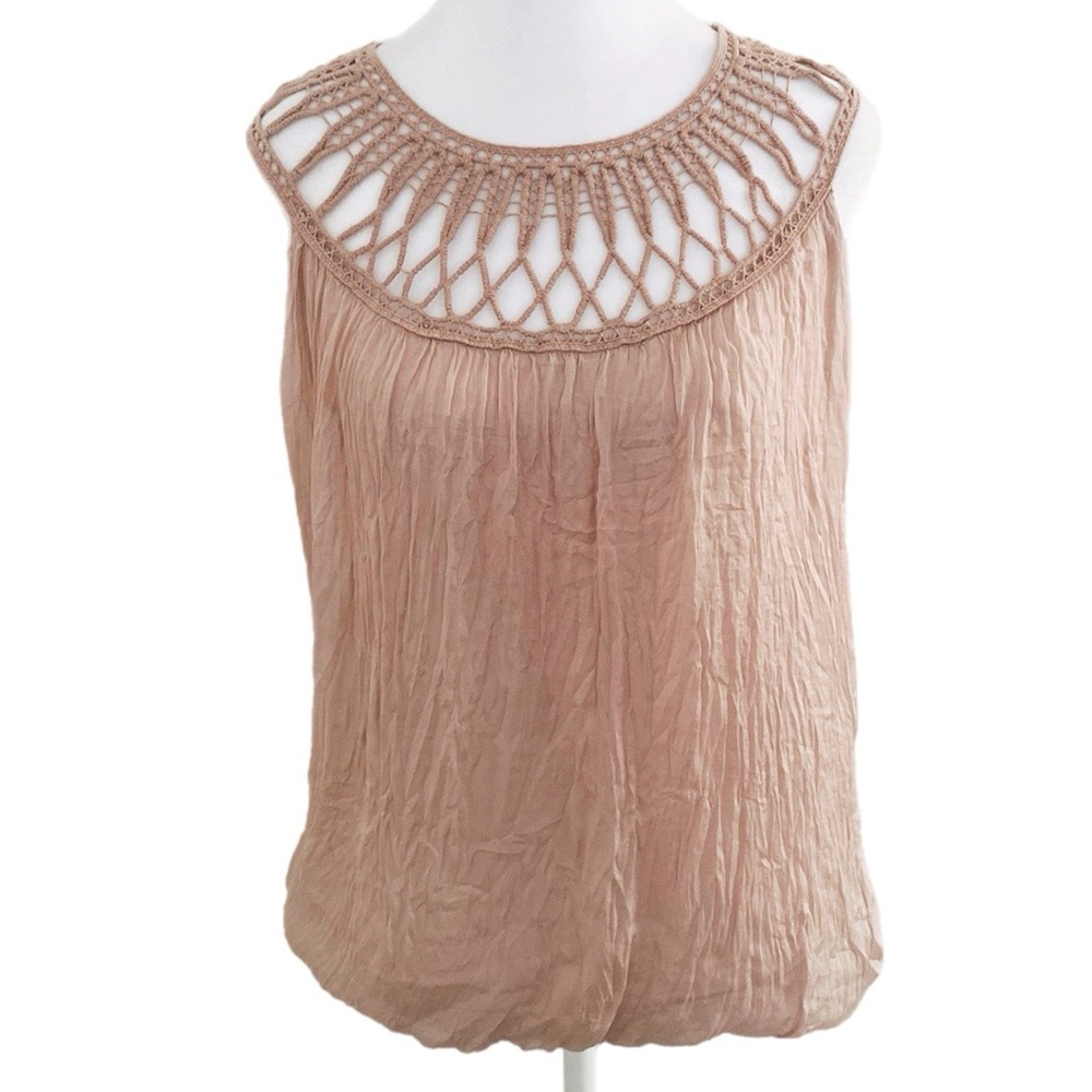Carla Conti Sleeveless Blush Pink Nude Silk Blouse US M